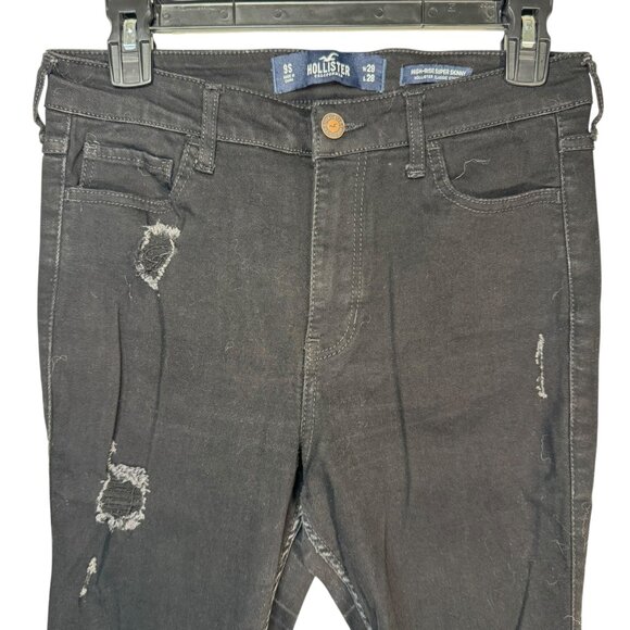 Hollister Black Distressed High Rise Super Skinny Waisted Jeans Pants Size 9S  S - Picture 2 of 6